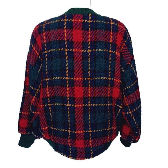 Boyne Valley Weavers 100% Wool Multi-color Plaid Full Zip Sweater/Jacket Sz L/XL - Picture 4 of 9